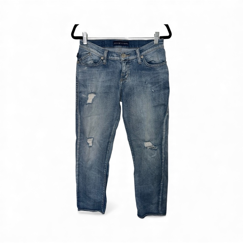 Rock & Republic Light Blue Distressed Ankle Jeans